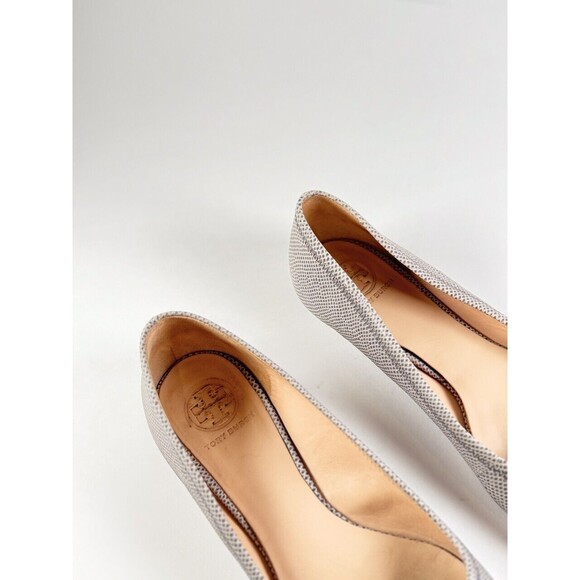 Tory Burch Ballet Flats Gray Serena 2 Montilla Snakeskin Slip On Sandals 8.5 M - Picture 10 of 12